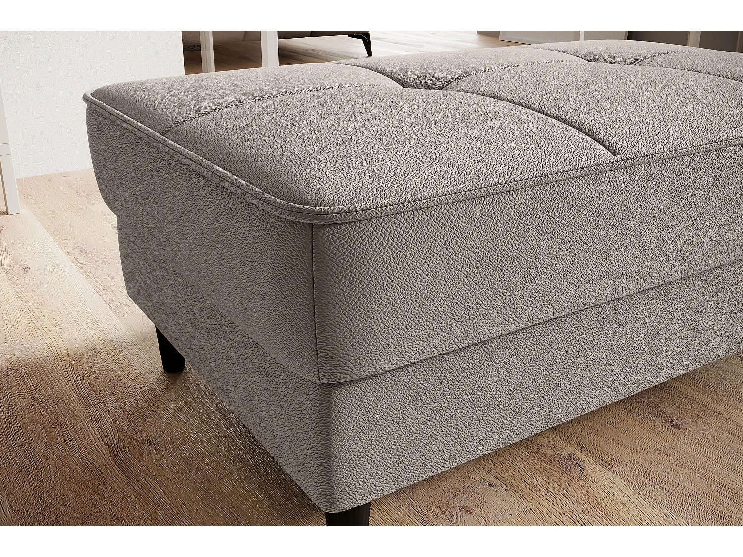 Pouf avec rangement en tissu BOZA-Marron clair