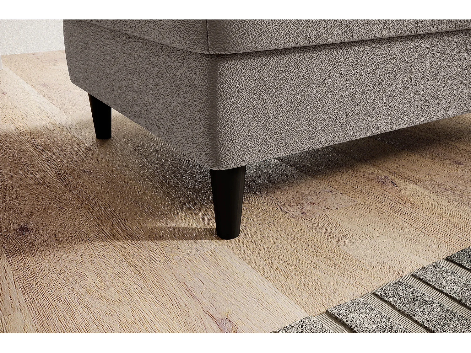 Pouf avec rangement en tissu BOZA-Marron clair