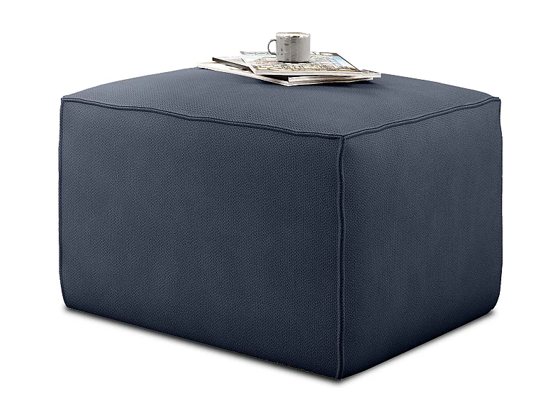 Pouf de salon en tissu WILACE – Élégant et confortable-Bleu turquin