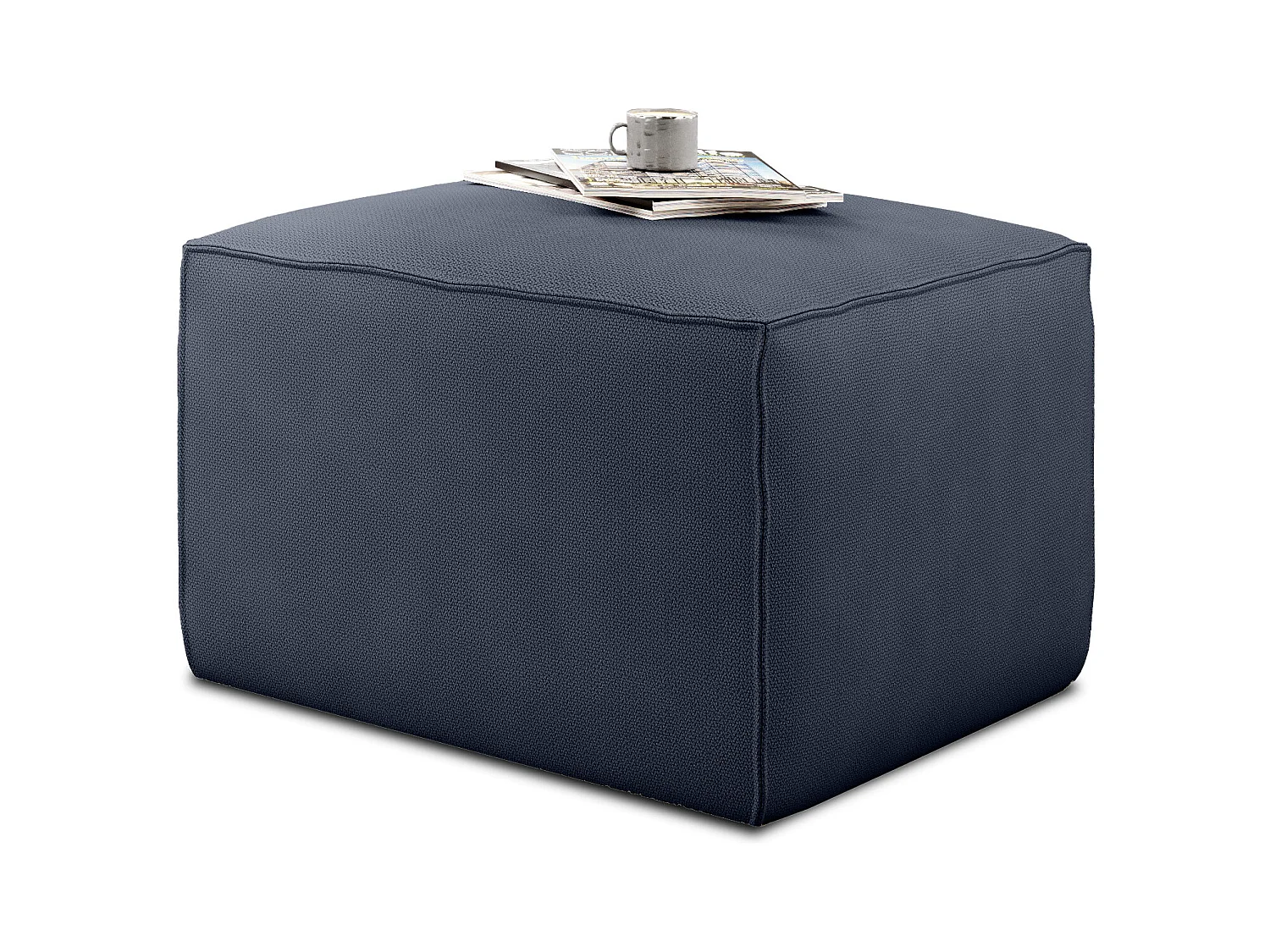 Pouf de salon en tissu WILACE – Élégant et confortable-Bleu turquin
