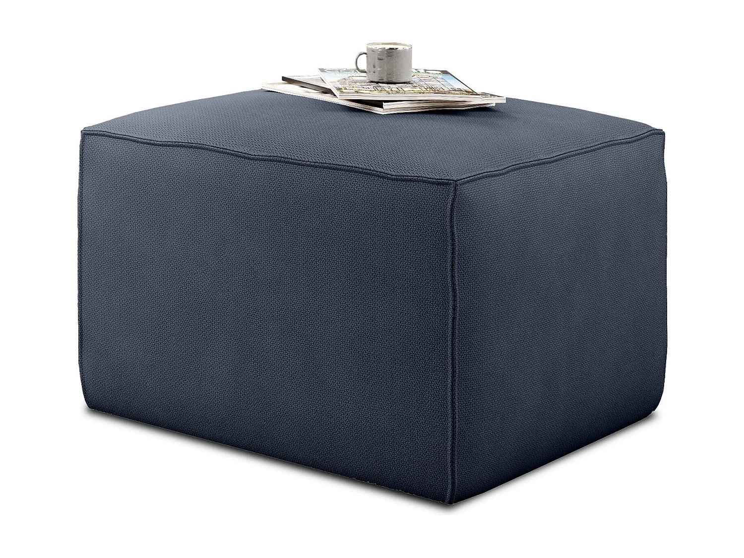 Pouf de salon en tissu WILACE – Élégant et confortable-Bleu turquin