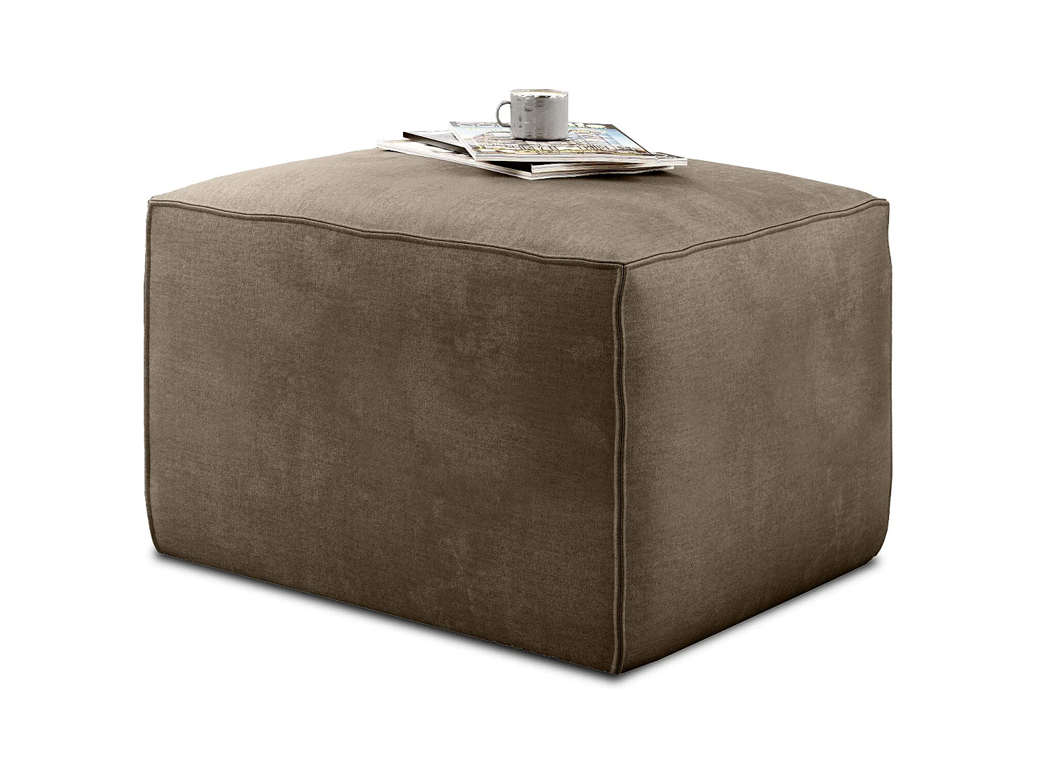 Pouf de salon en velours WILACE – Élégant et confortable-Gris perle