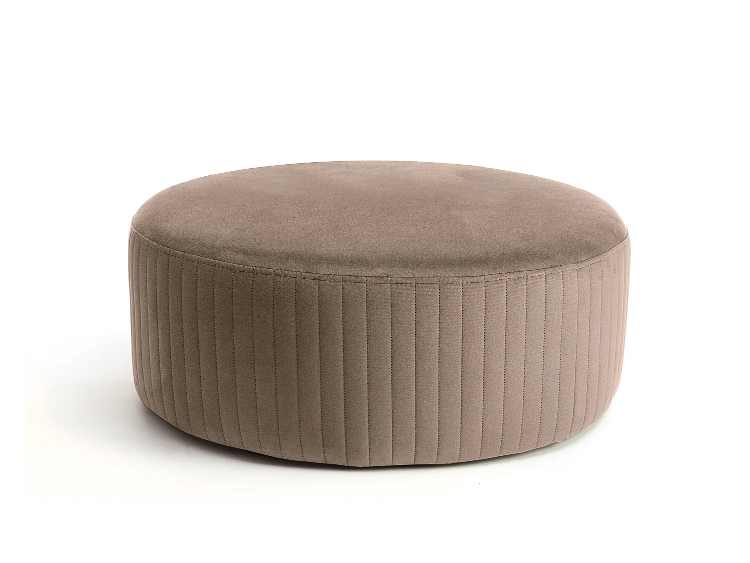 Pouf rond en velours KARA – Confort absolu-Marron clair