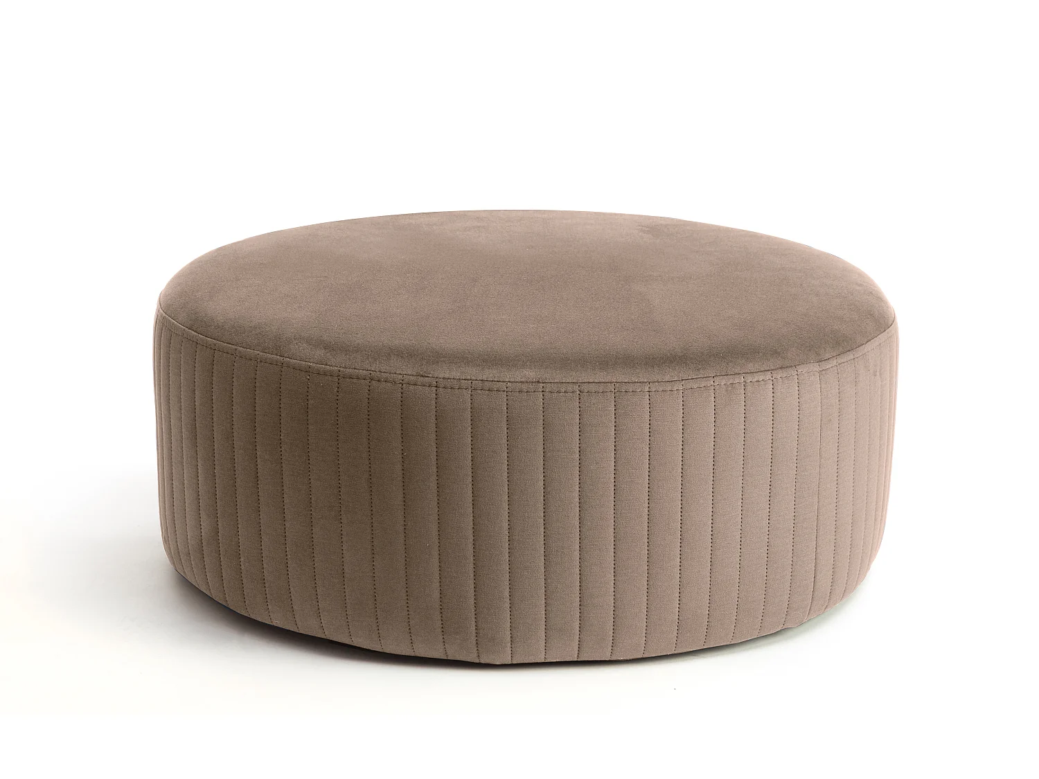 Pouf rond en velours KARA – Confort absolu-Marron clair