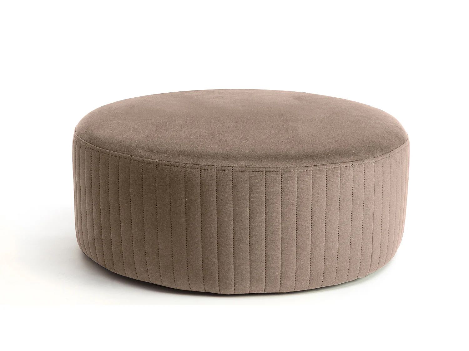 Pouf rond en velours KARA – Confort absolu-Marron clair