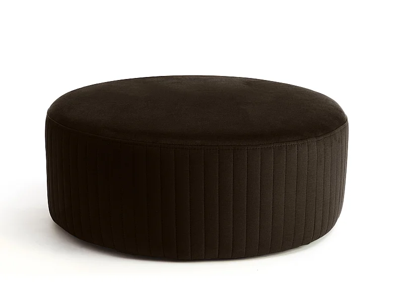Pouf rond en velours KARA – Confort absolu-Marron