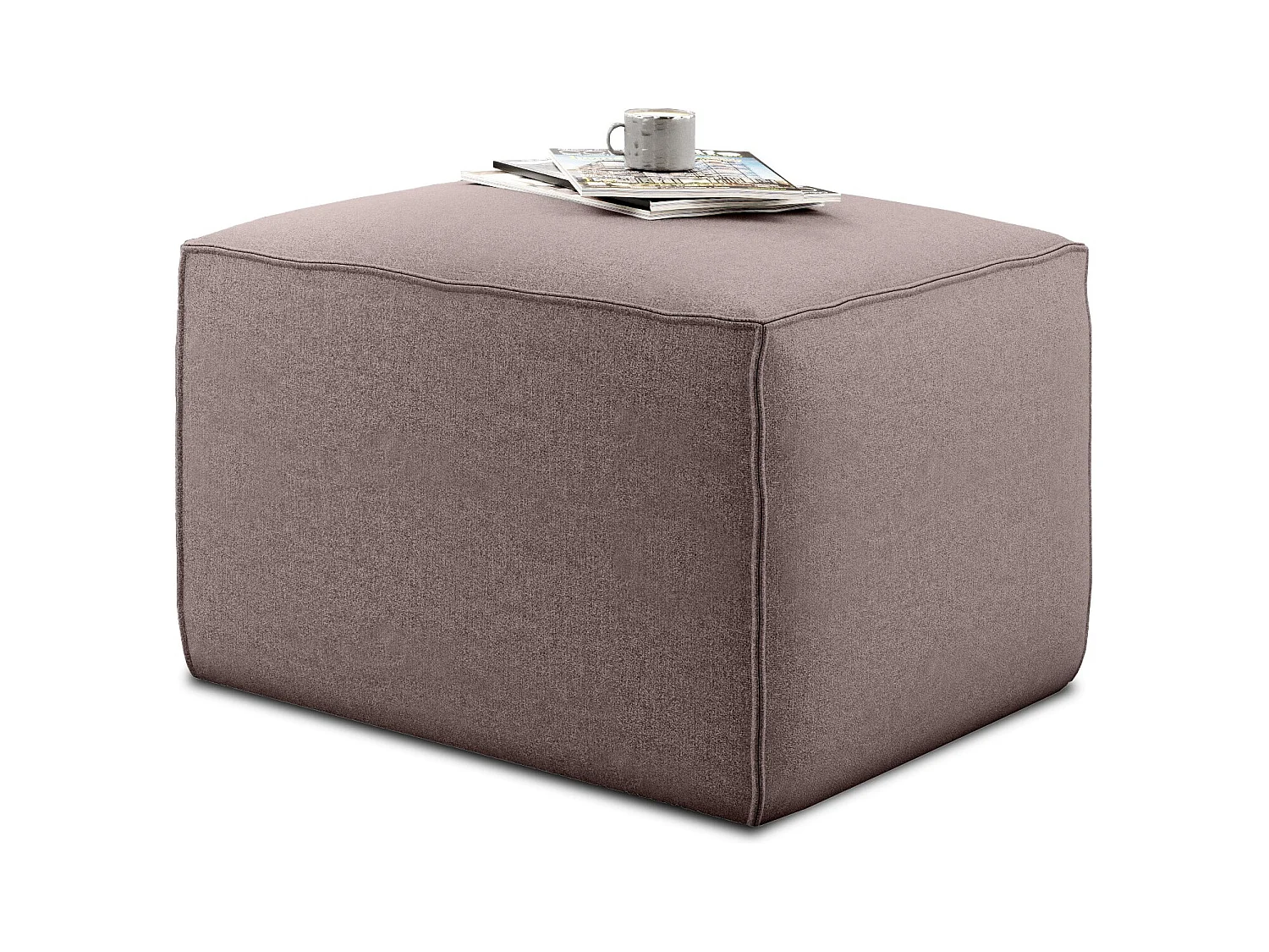 Pouf de salon en tissu WILACE – Élégant et confortable-Rose clair