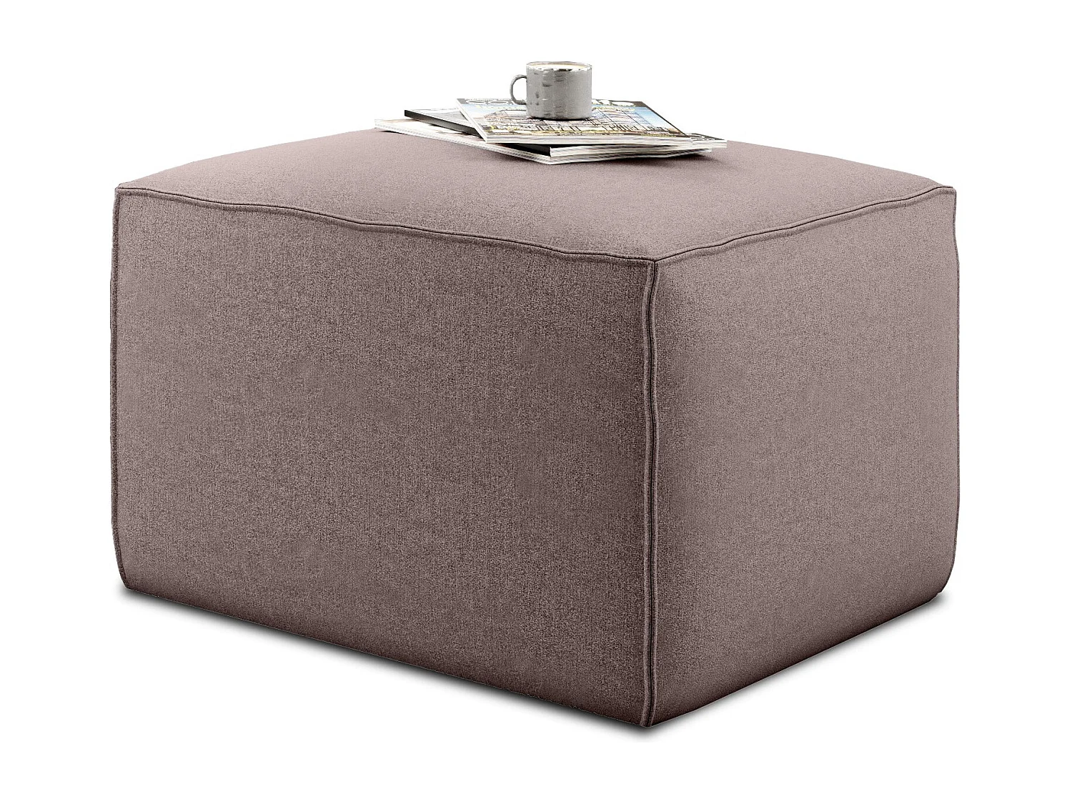 Pouf de salon en tissu WILACE – Élégant et confortable-Rose clair