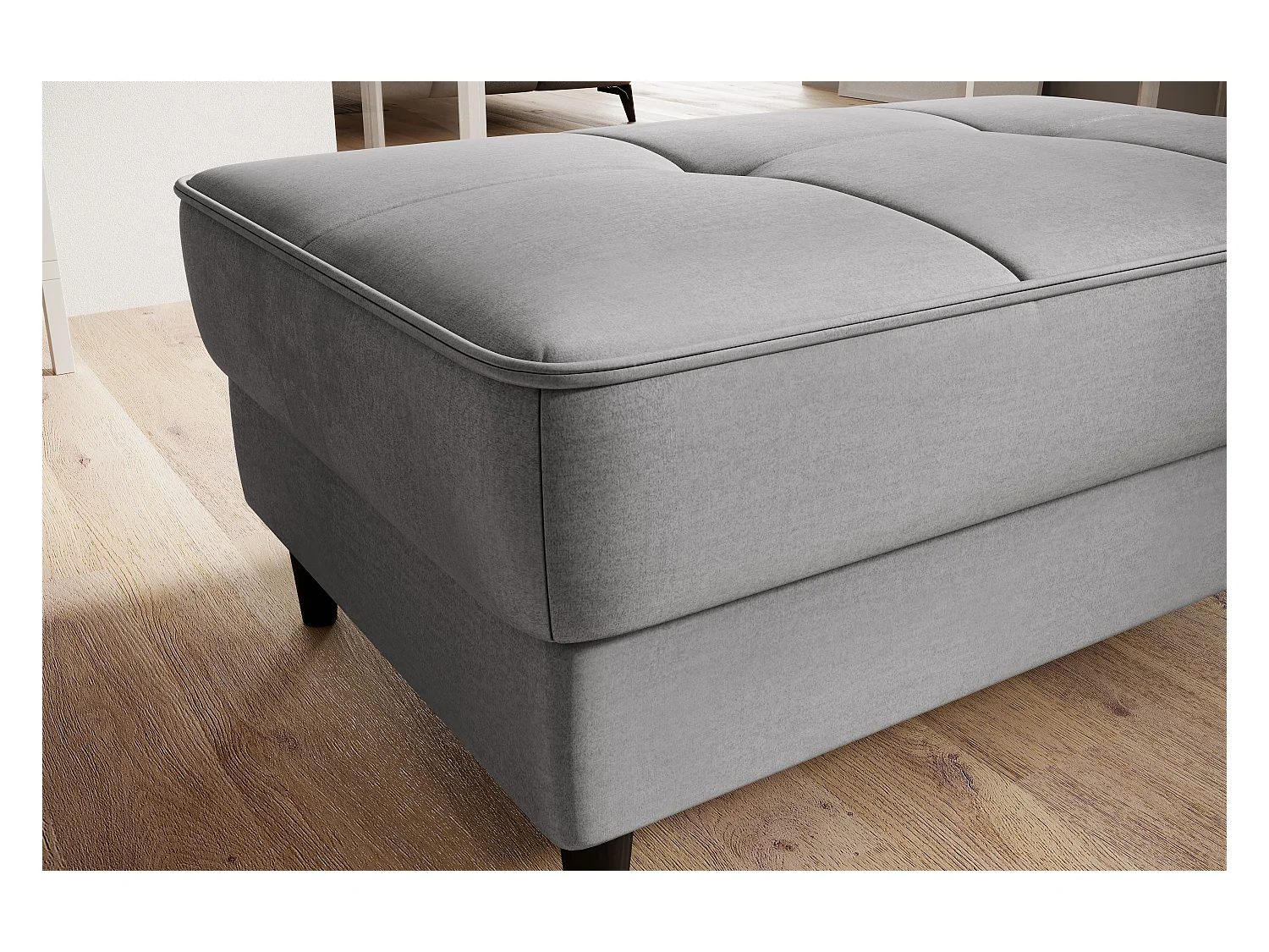 Pouf avec rangement en velours BOZA-Gris clair