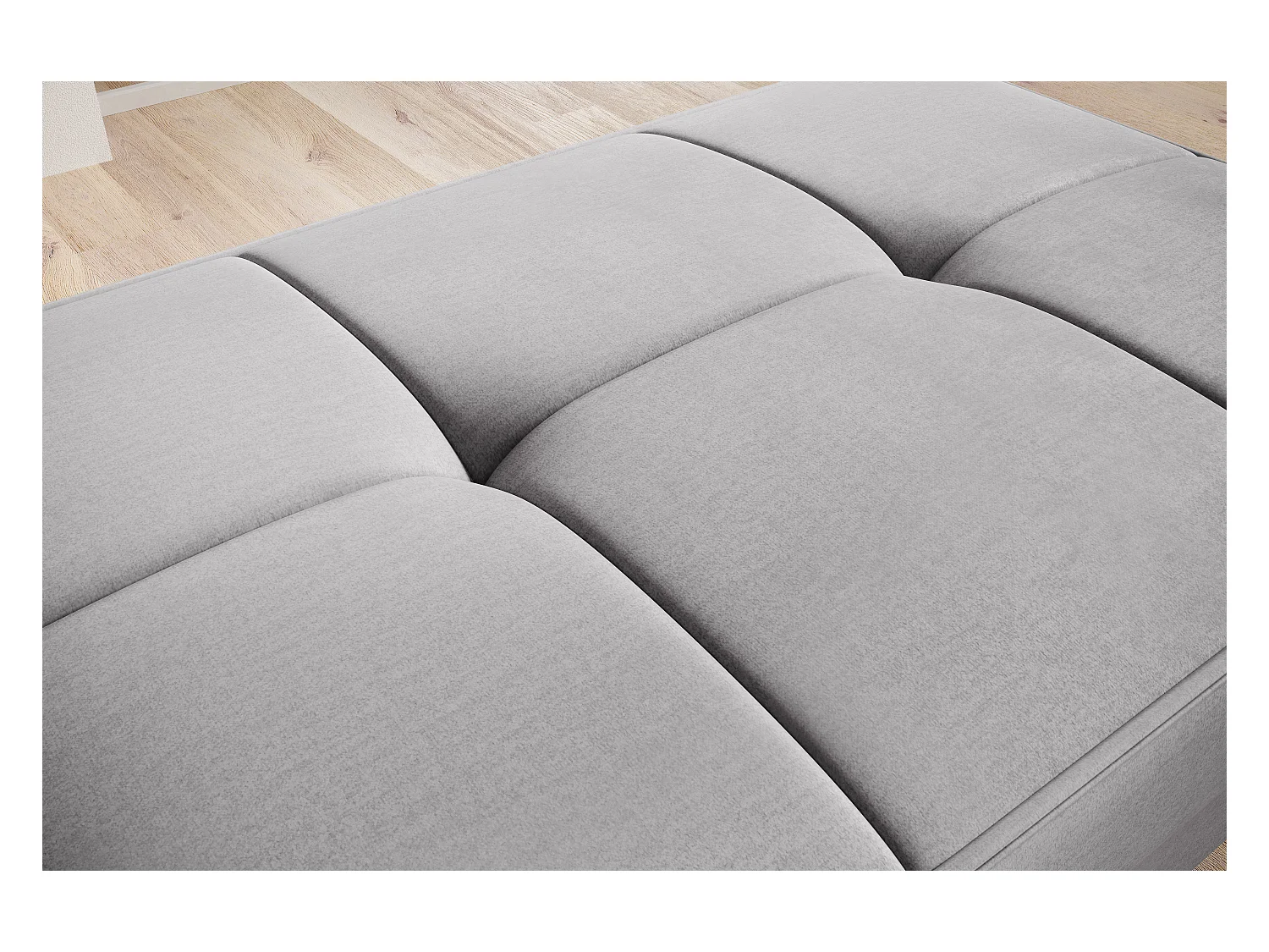 Pouf avec rangement en velours BOZA-Gris clair