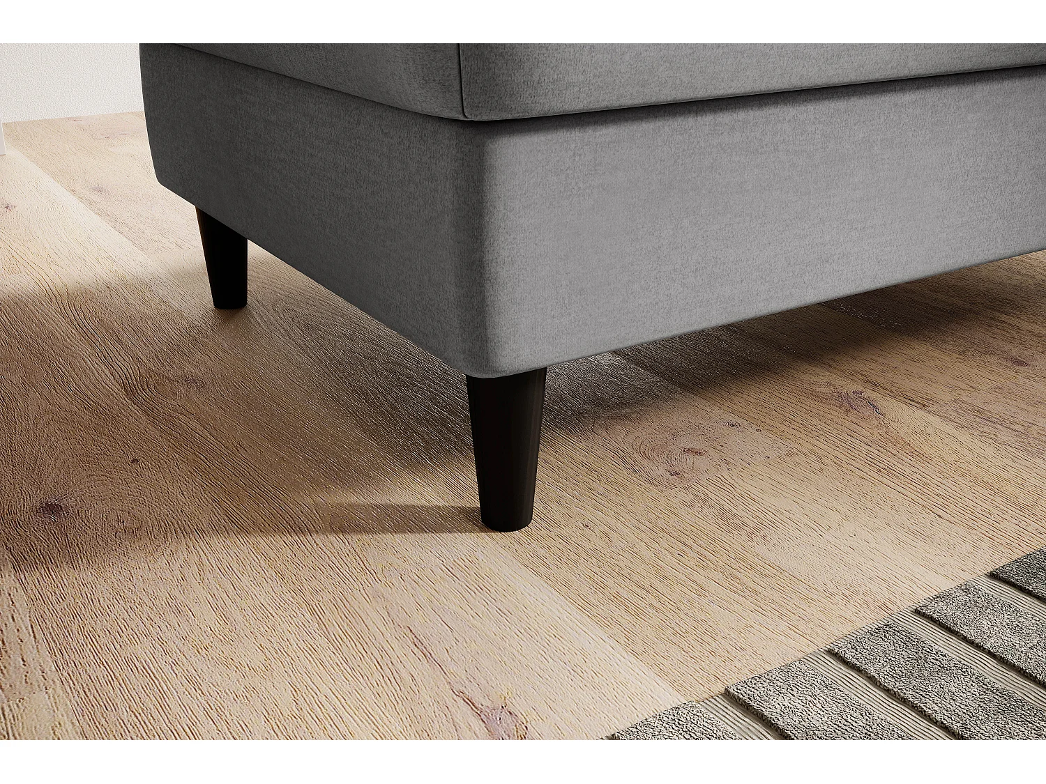 Pouf avec rangement en velours BOZA-Gris clair