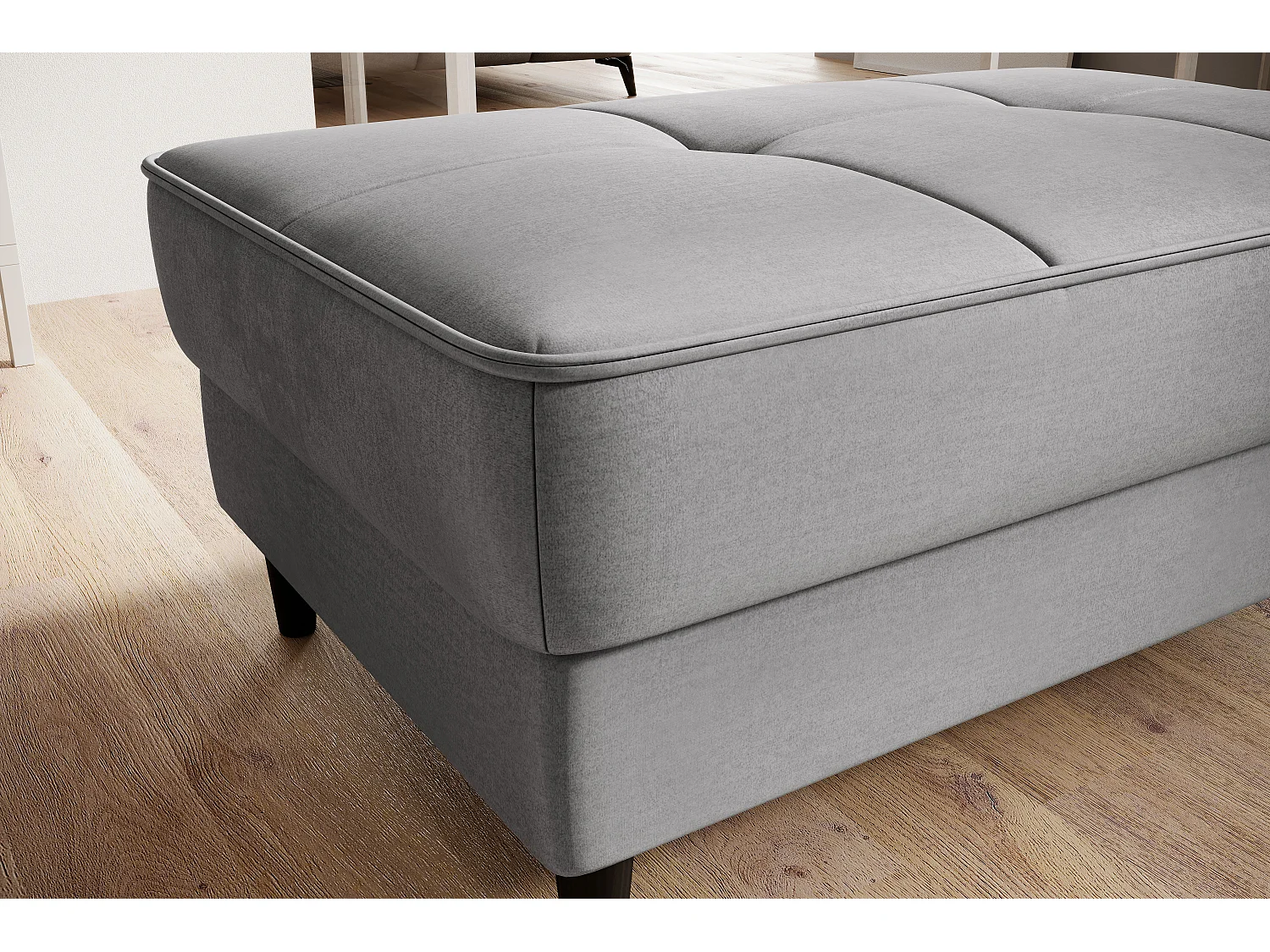 Pouf avec rangement en velours BOZA-Gris clair