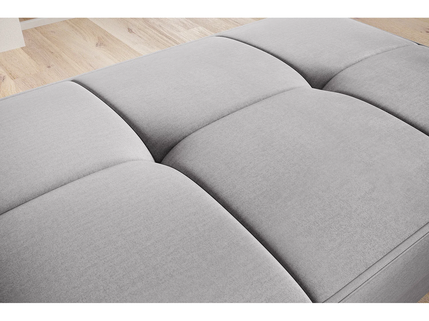 Pouf avec rangement en velours BOZA-Gris clair