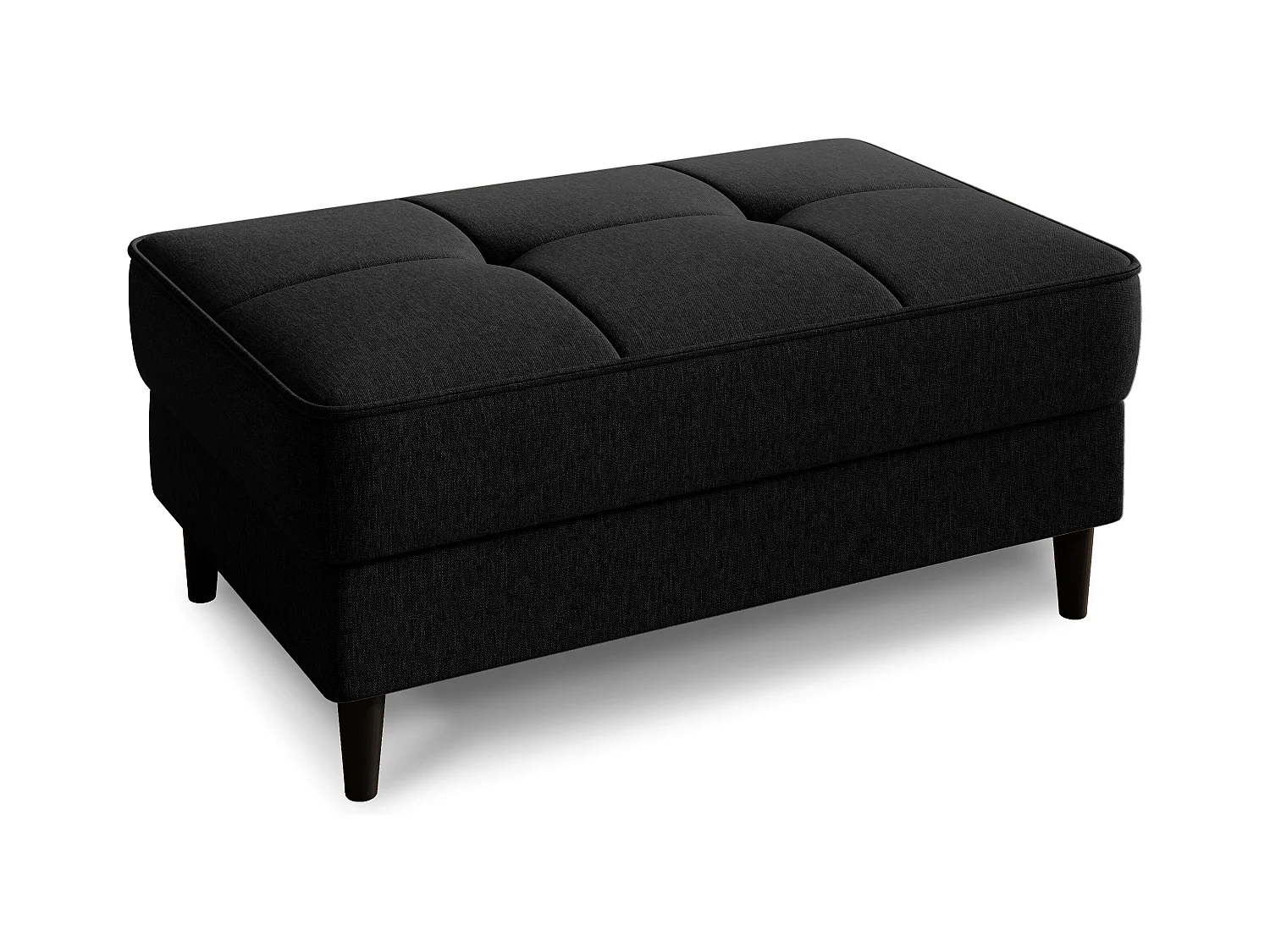 Pouf avec rangement en tissu BOZA-Noir chiné