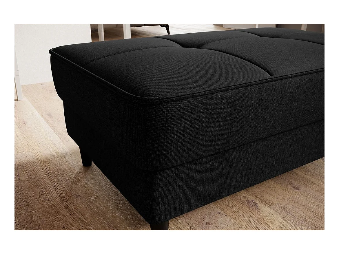 Pouf avec rangement en tissu BOZA-Noir chiné