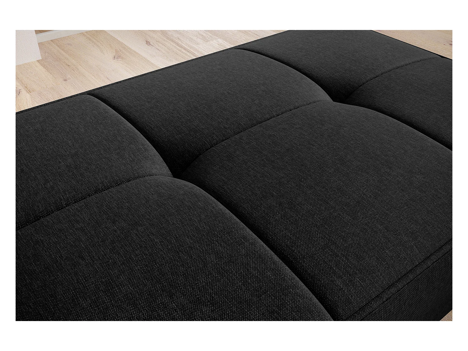 Pouf avec rangement en tissu BOZA-Noir chiné