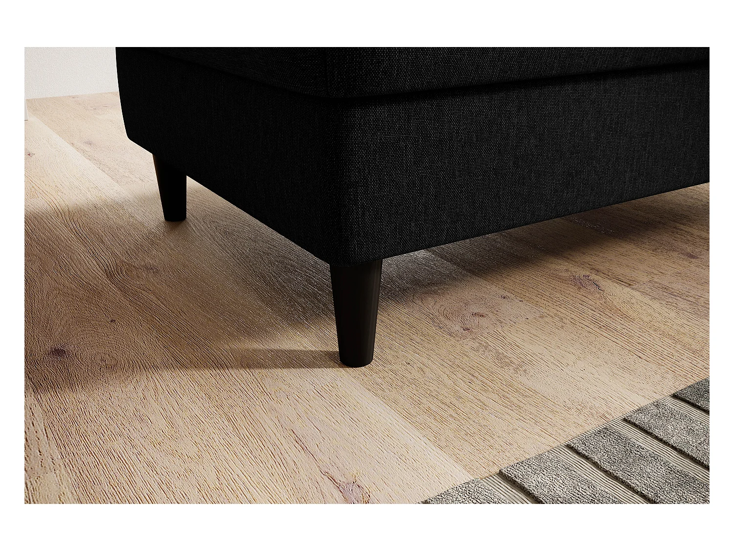 Pouf avec rangement en tissu BOZA-Noir chiné