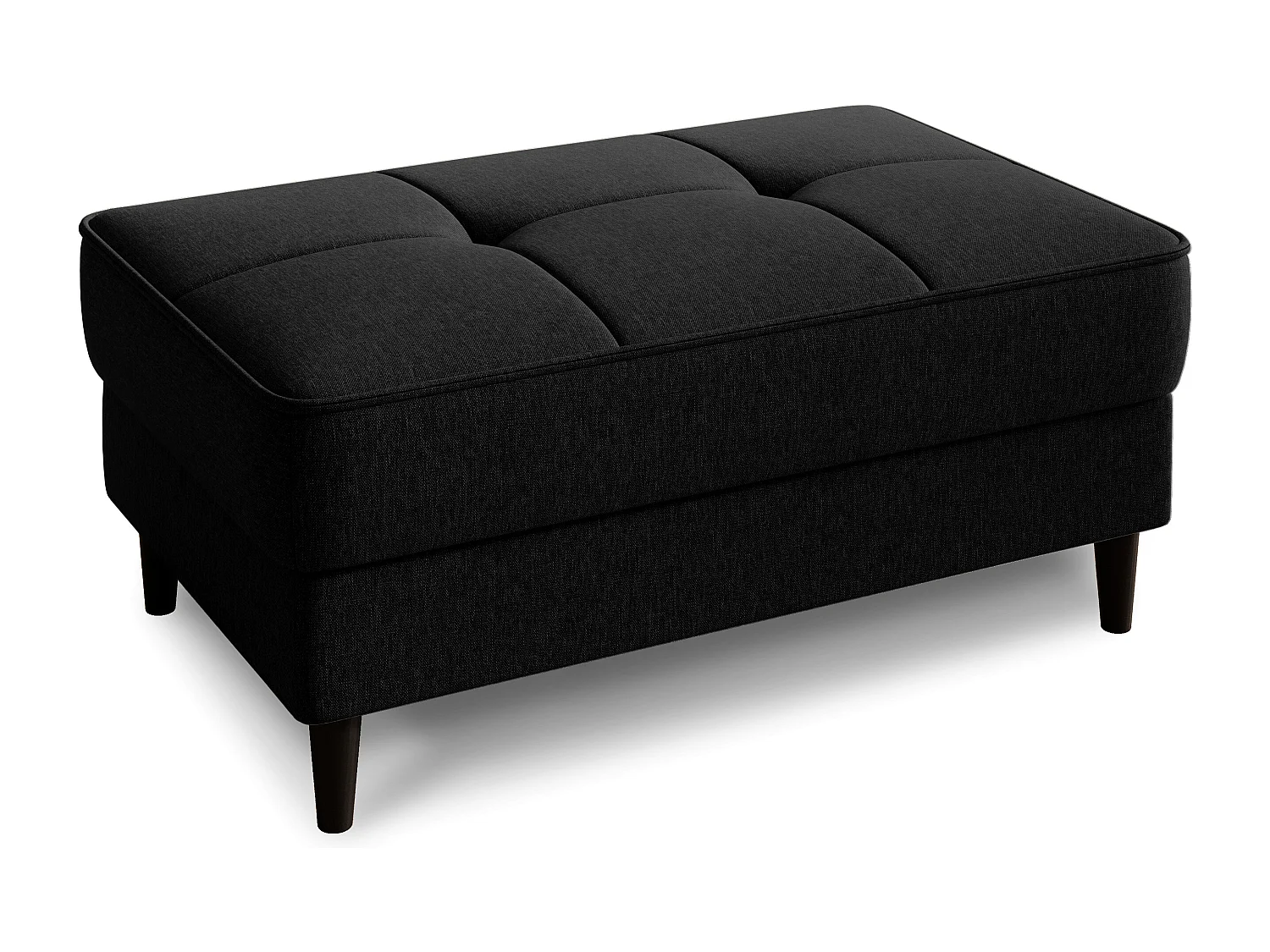 Pouf avec rangement en tissu BOZA-Noir chiné