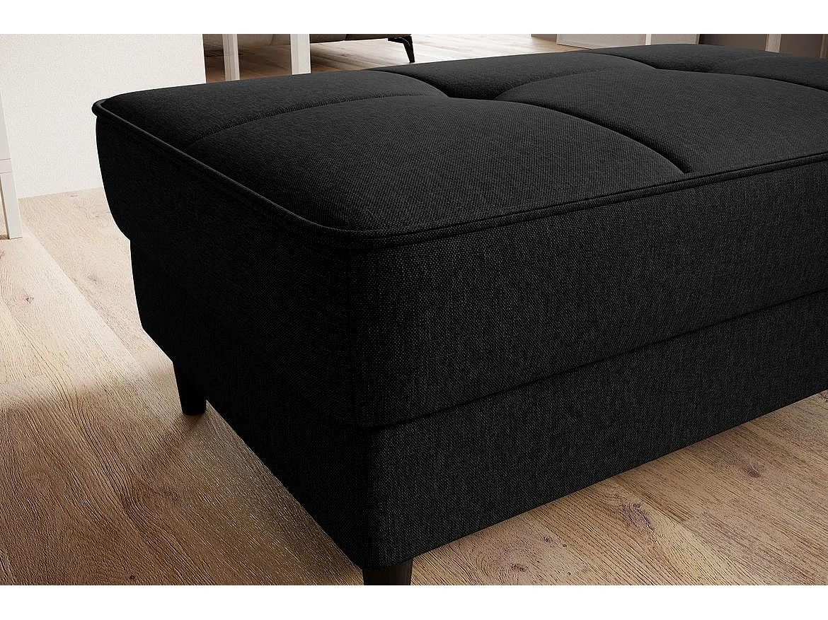 Pouf avec rangement en tissu BOZA-Noir chiné
