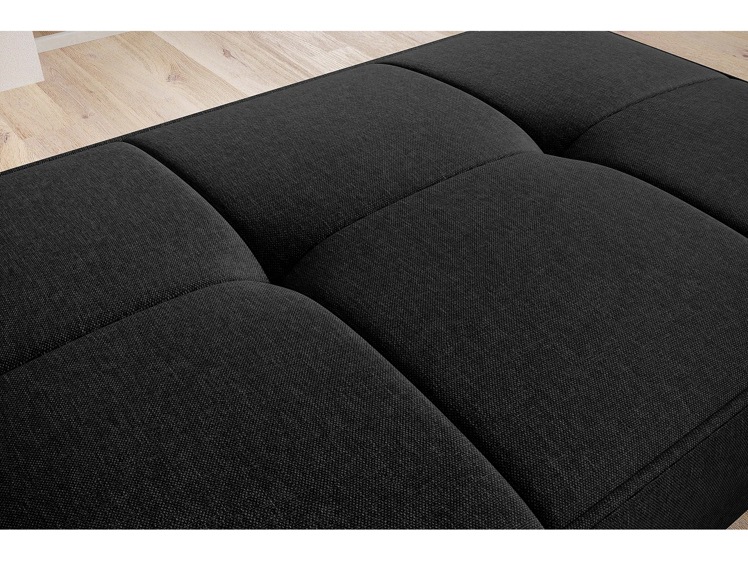 Pouf avec rangement en tissu BOZA-Noir chiné