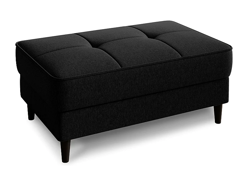 Pouf avec rangement en tissu BOZA-Noir chiné