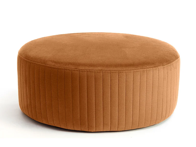Pouf rond en velours KARA – Confort absolu-Orange