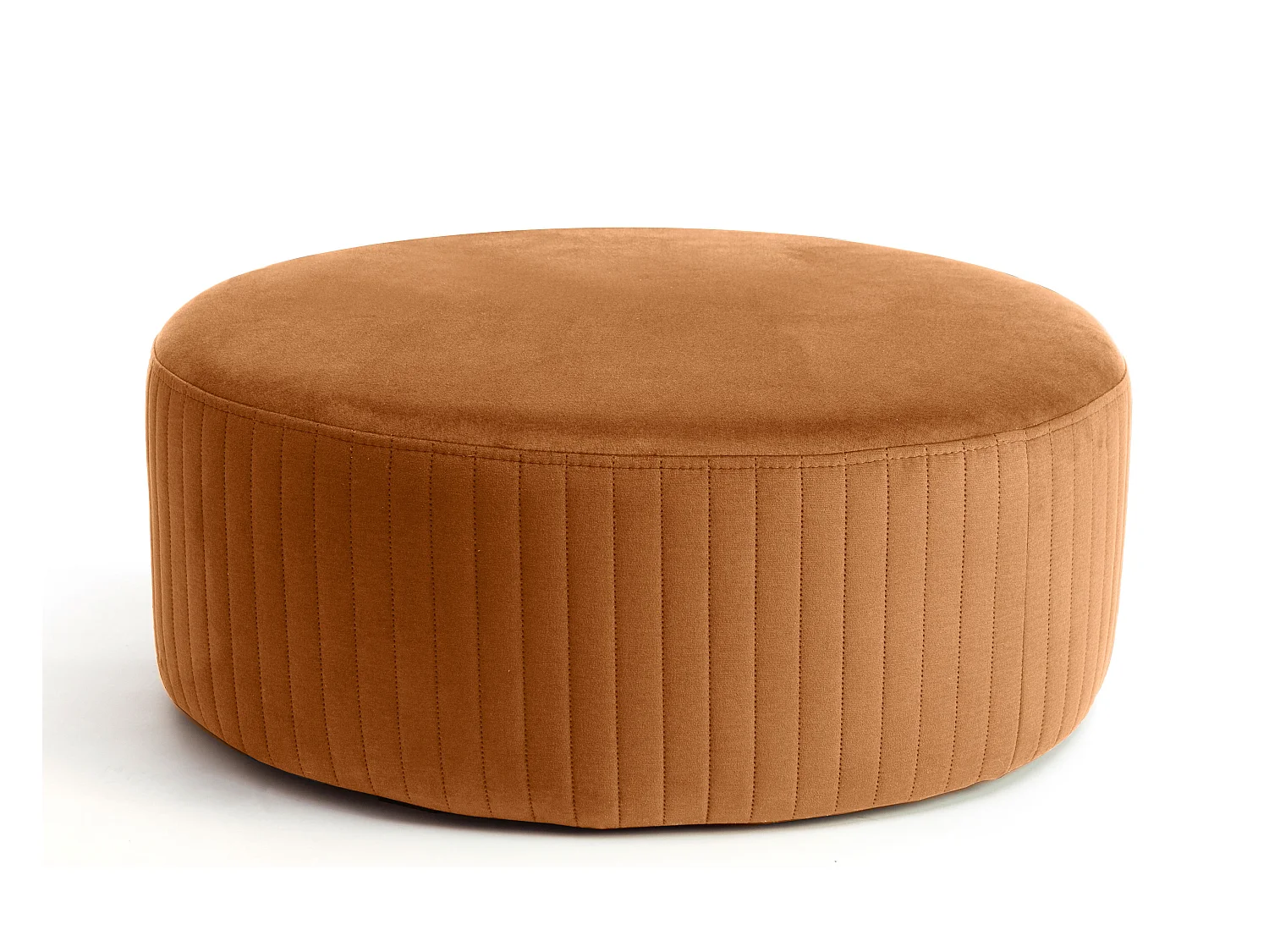 Pouf rond en velours KARA – Confort absolu-Orange