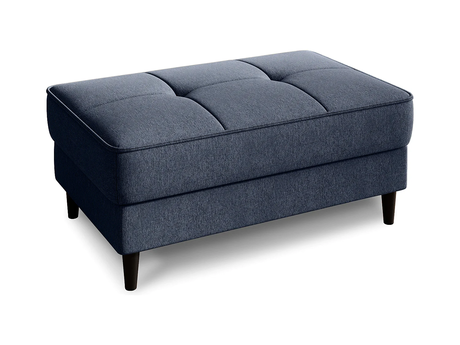 Pouf avec rangement en tissu BOZA-Bleu turquin