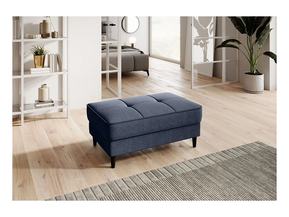 Pouf avec rangement en tissu BOZA-Bleu turquin