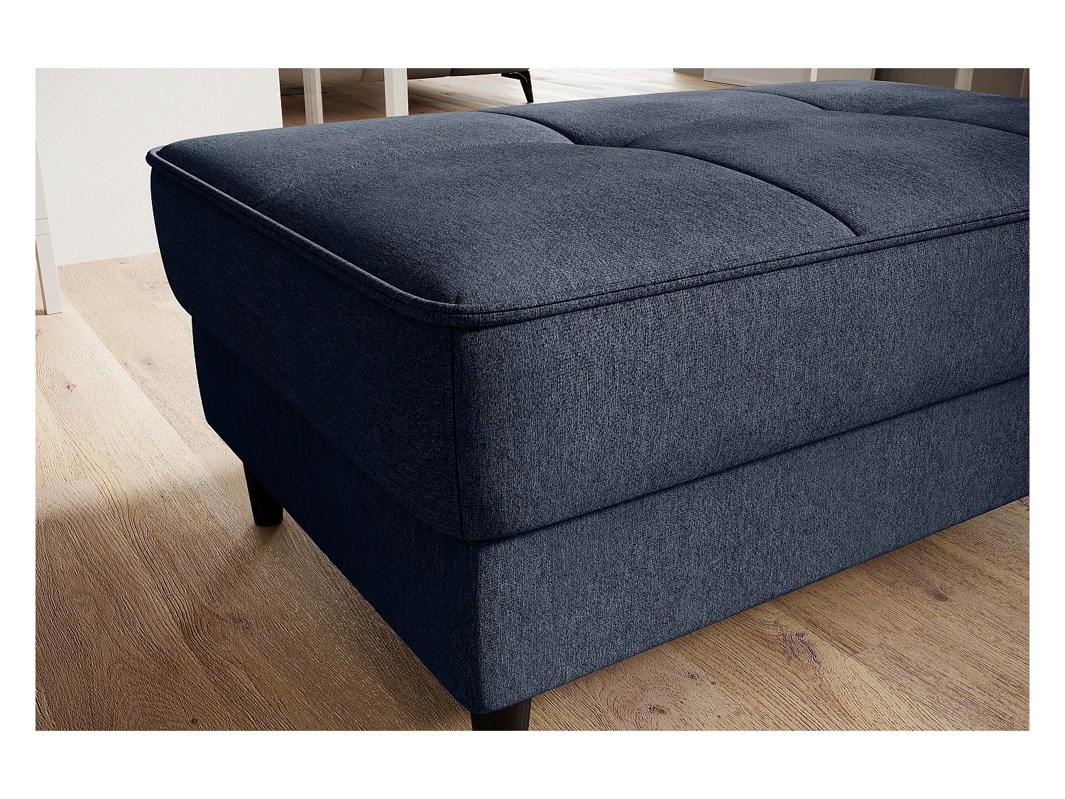 Pouf avec rangement en tissu BOZA-Bleu turquin