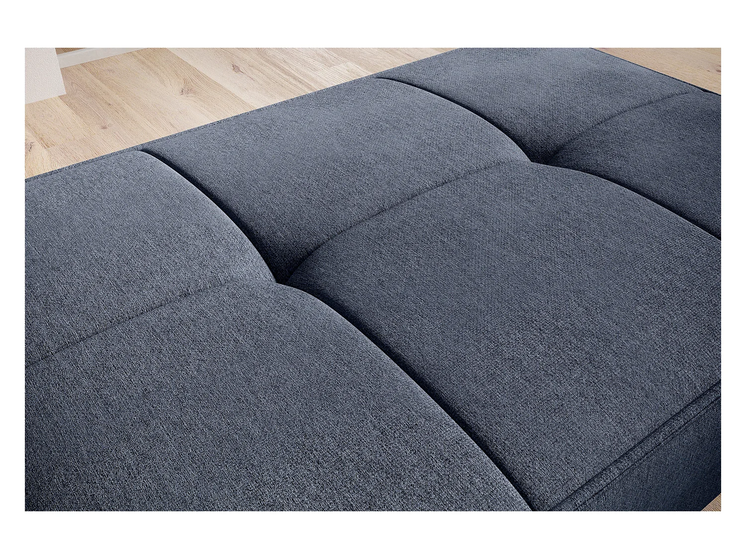 Pouf avec rangement en tissu BOZA-Bleu turquin