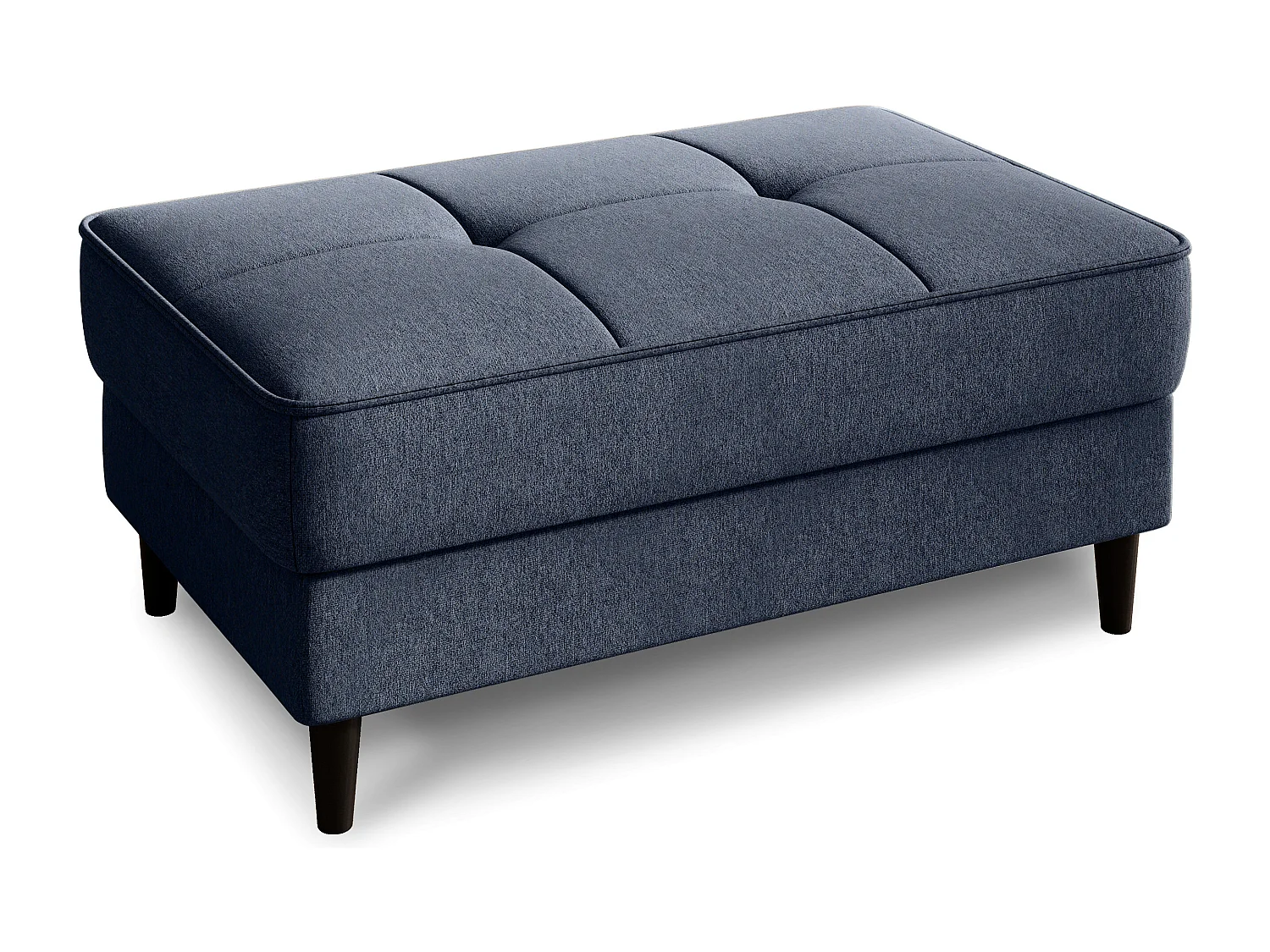 Pouf avec rangement en tissu BOZA-Bleu turquin