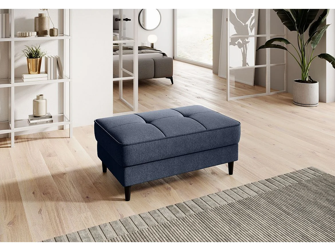 Pouf avec rangement en tissu BOZA-Bleu turquin