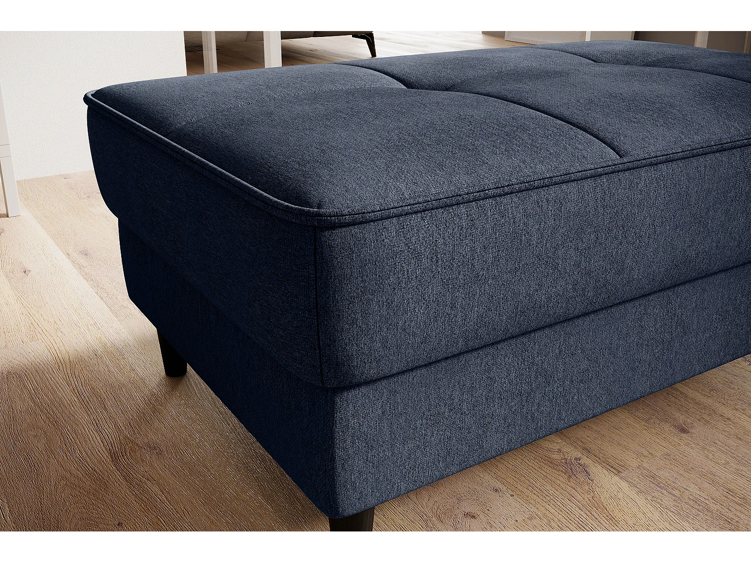 Pouf avec rangement en tissu BOZA-Bleu turquin