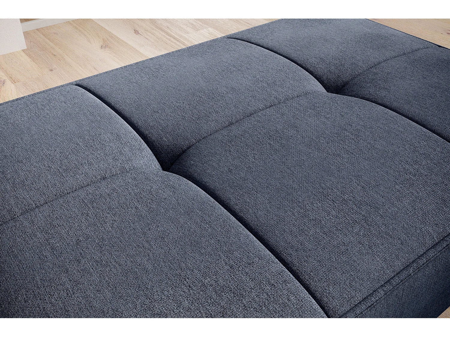 Pouf avec rangement en tissu BOZA-Bleu turquin