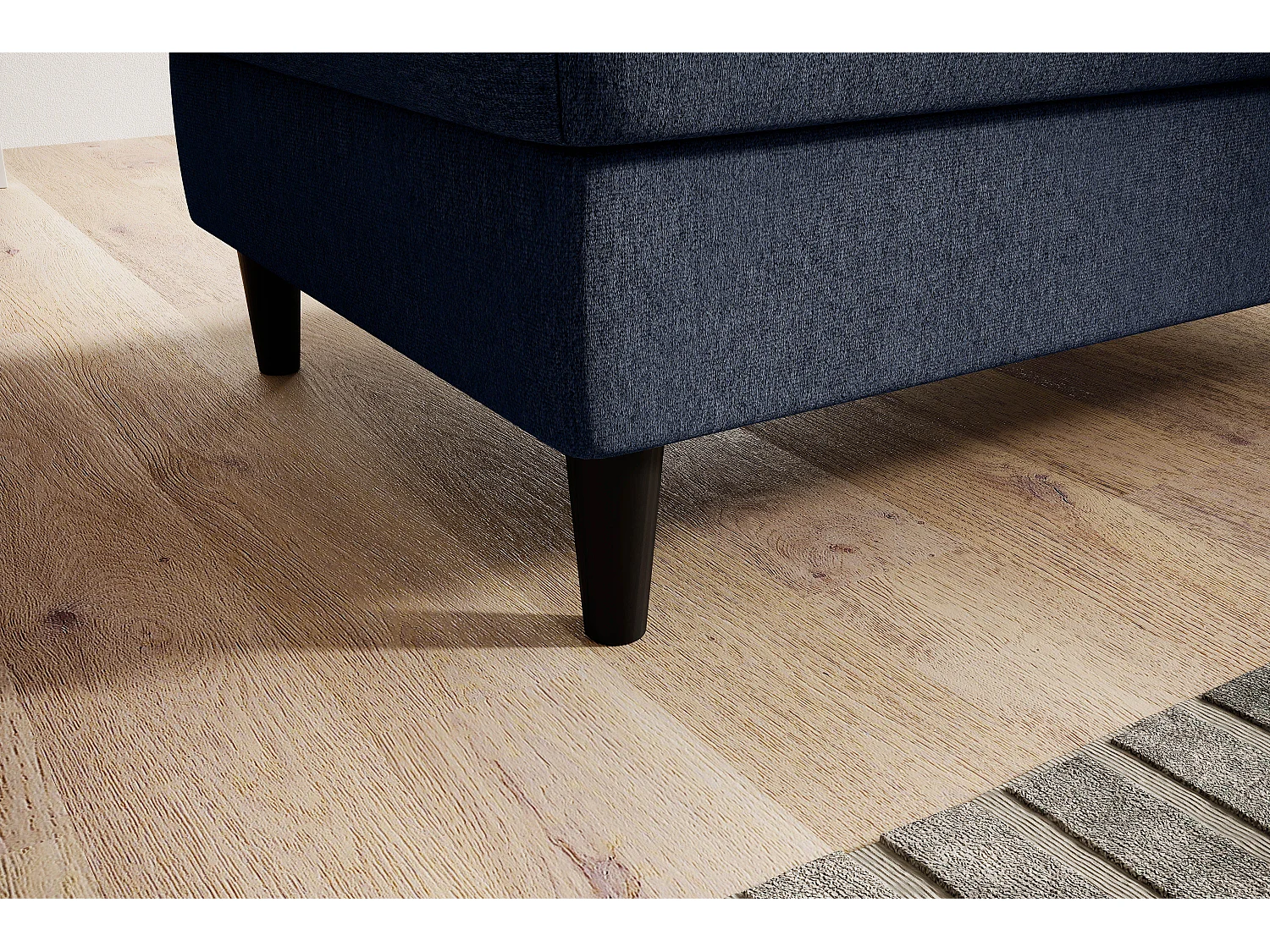 Pouf avec rangement en tissu BOZA-Bleu turquin