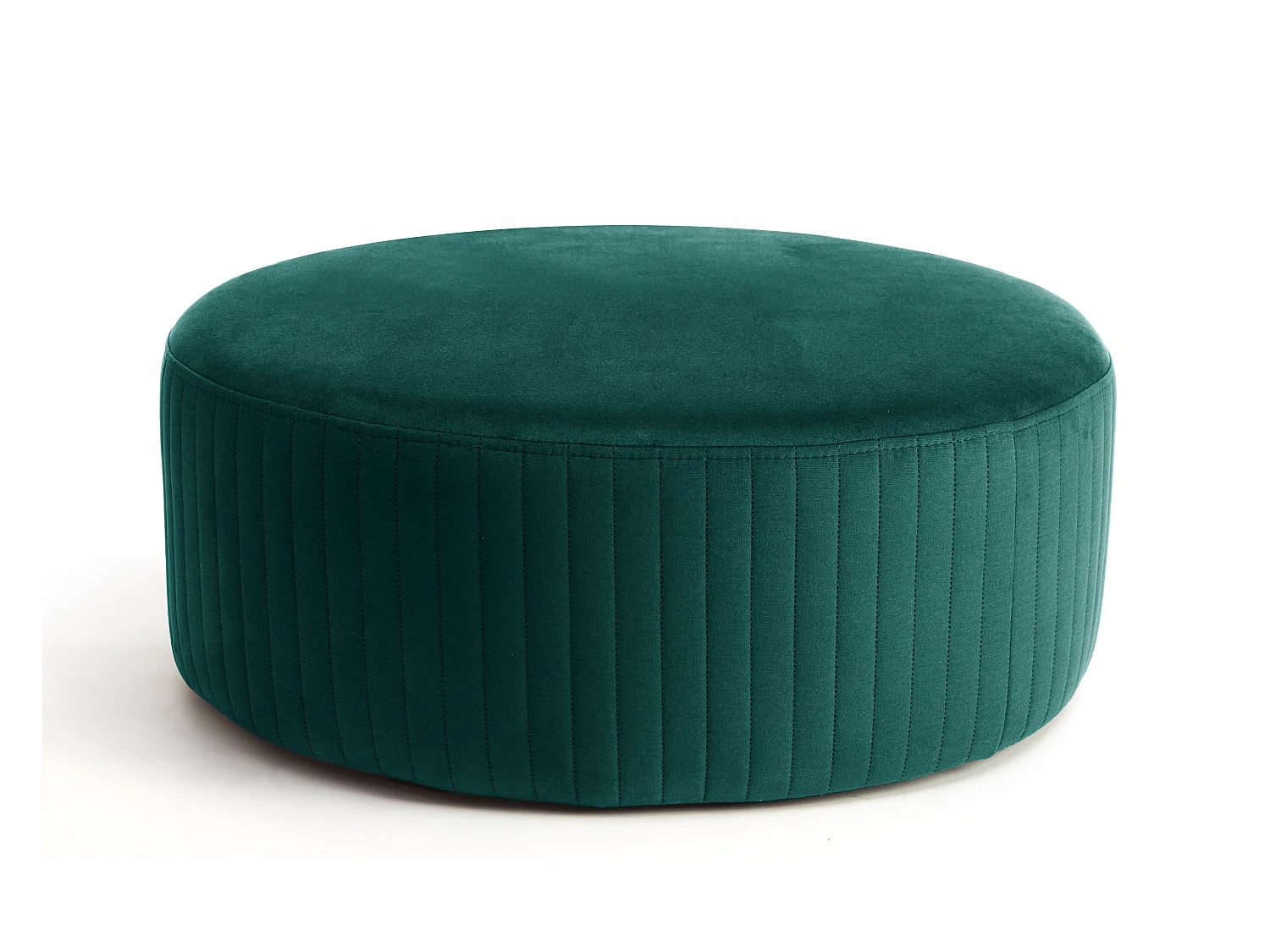 Pouf rond en velours KARA – Confort absolu-Vert