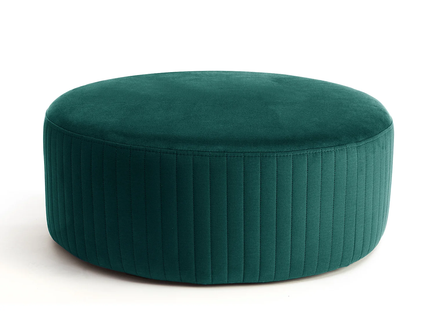 Pouf rond en velours KARA – Confort absolu-Vert
