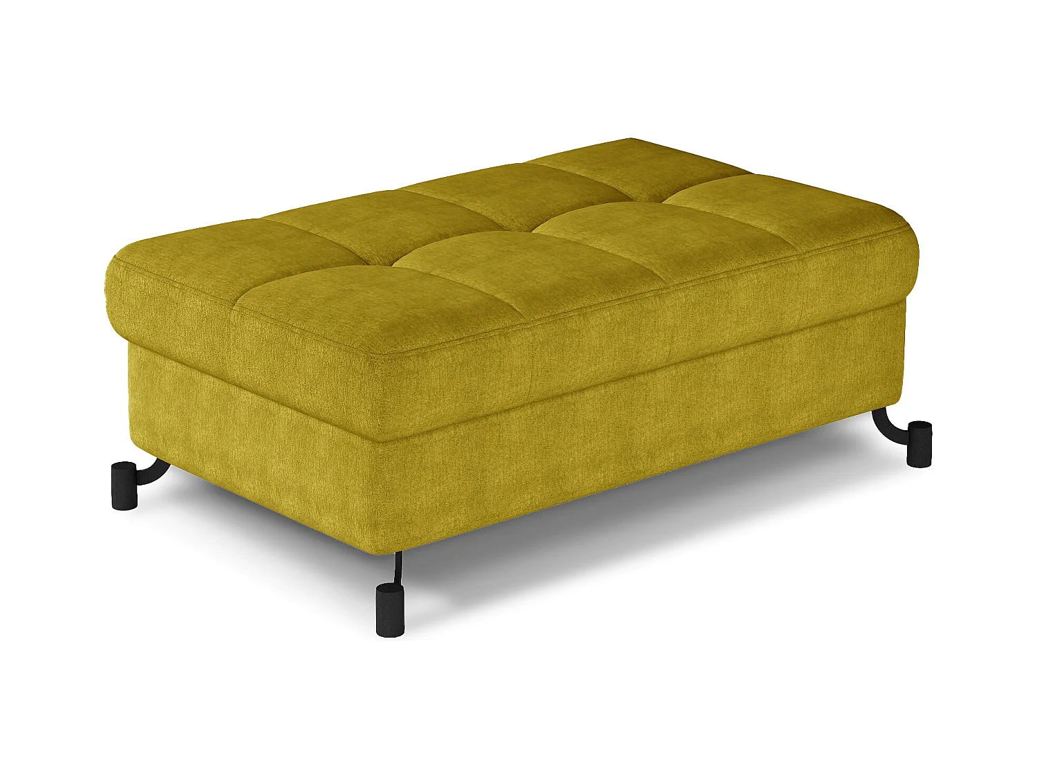 Pouf tissu matelassé avec coffre de rangement LORI-Jaune curry