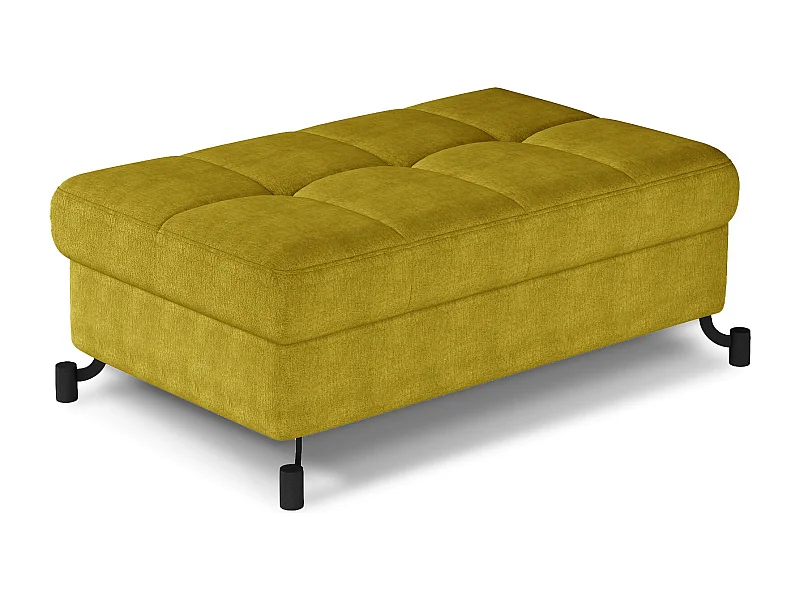 Pouf tissu matelassé avec coffre de rangement LORI-Jaune curry