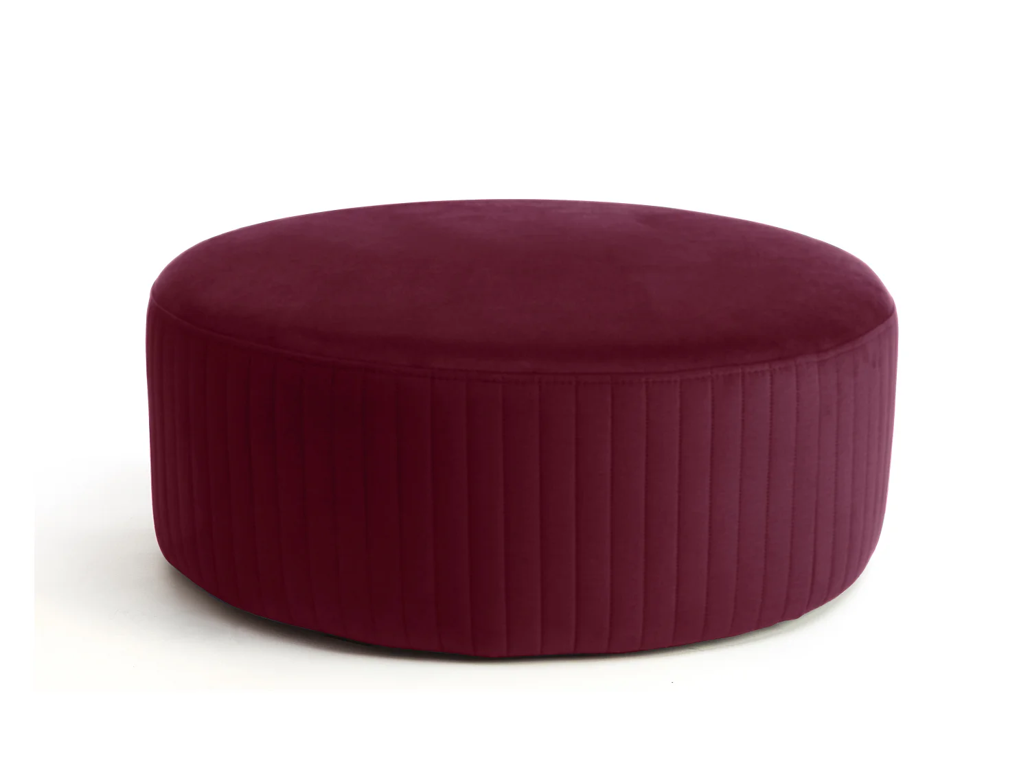 Pouf rond en velours KARA – Confort absolu-Bordeaux