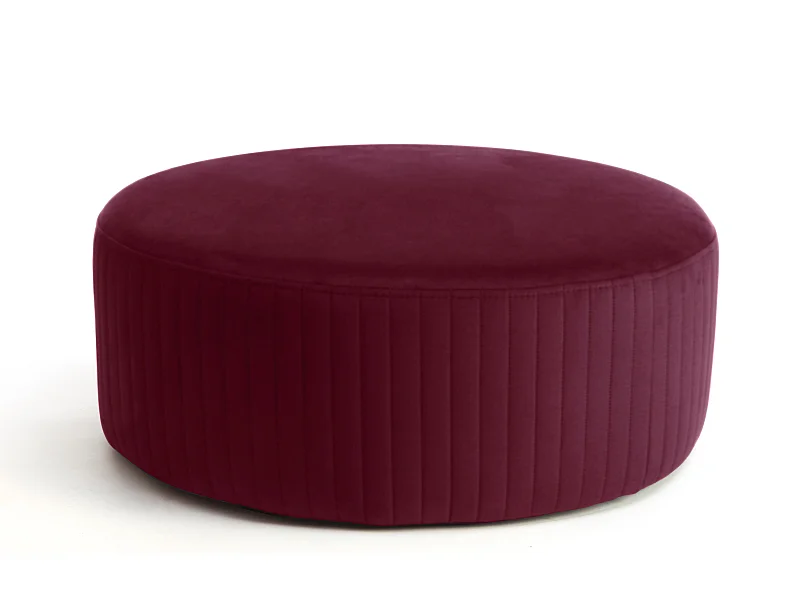 KARA ronde fluwelen poef – Absoluut comfort-Kleur Bordeaux
