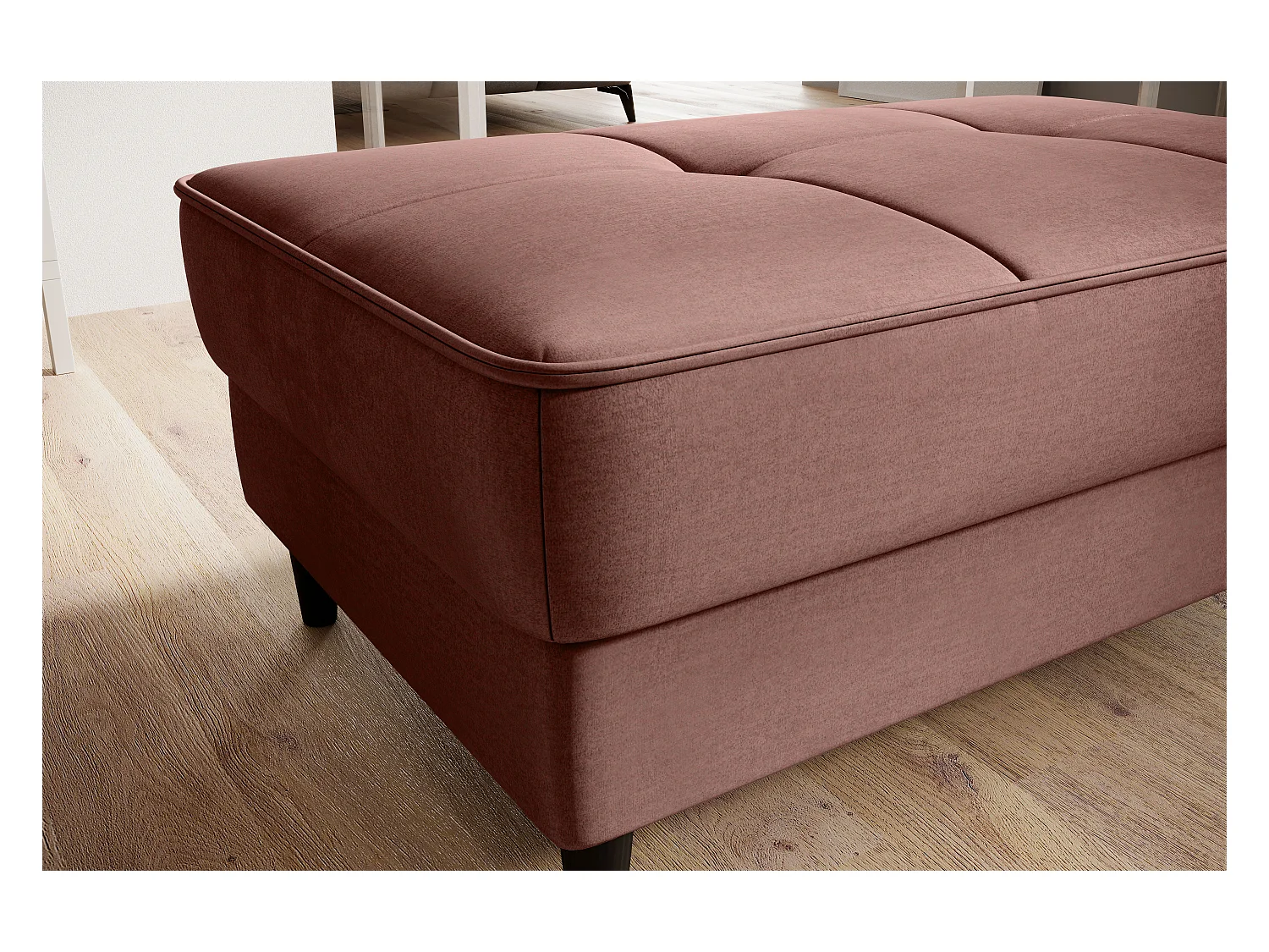 Pouf avec rangement en velours BOZA-Rose