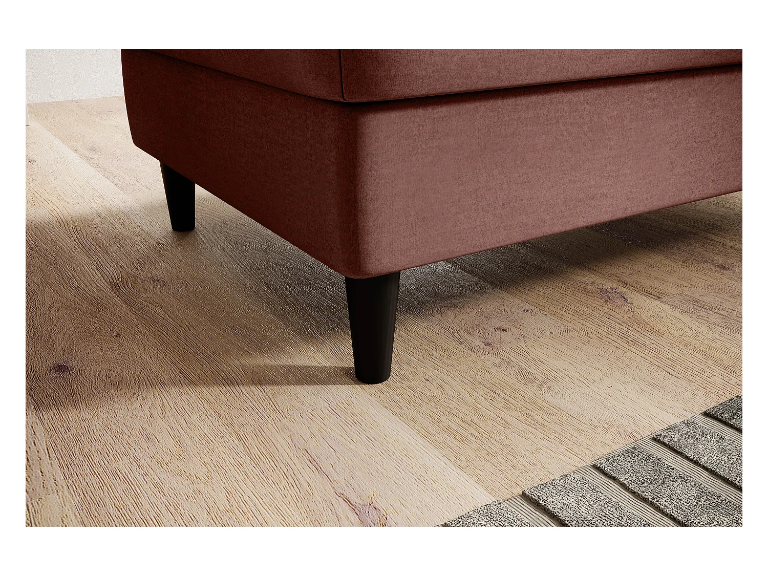 Pouf avec rangement en velours BOZA-Rose