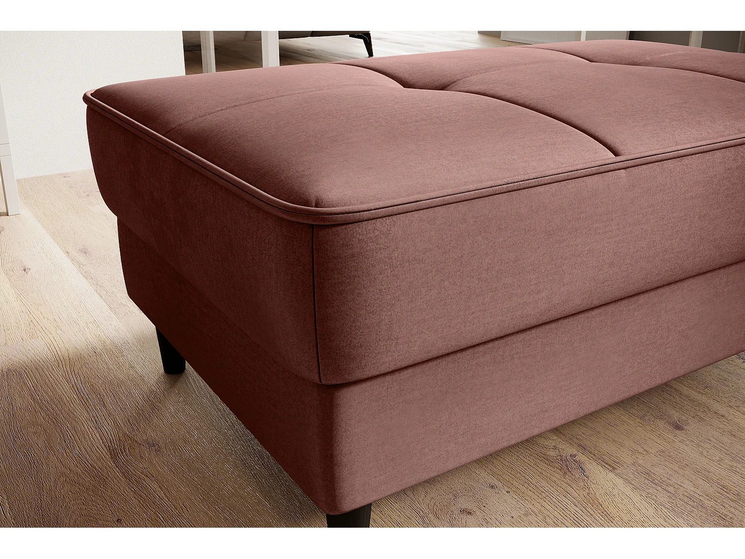 Pouf avec rangement en velours BOZA-Rose