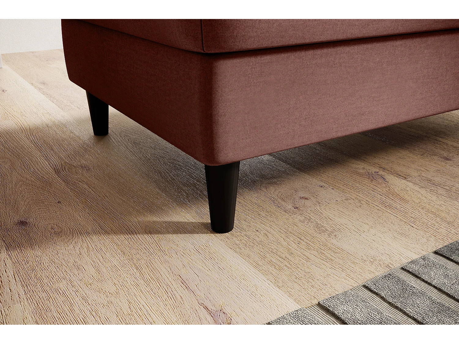 Pouf avec rangement en velours BOZA-Rose