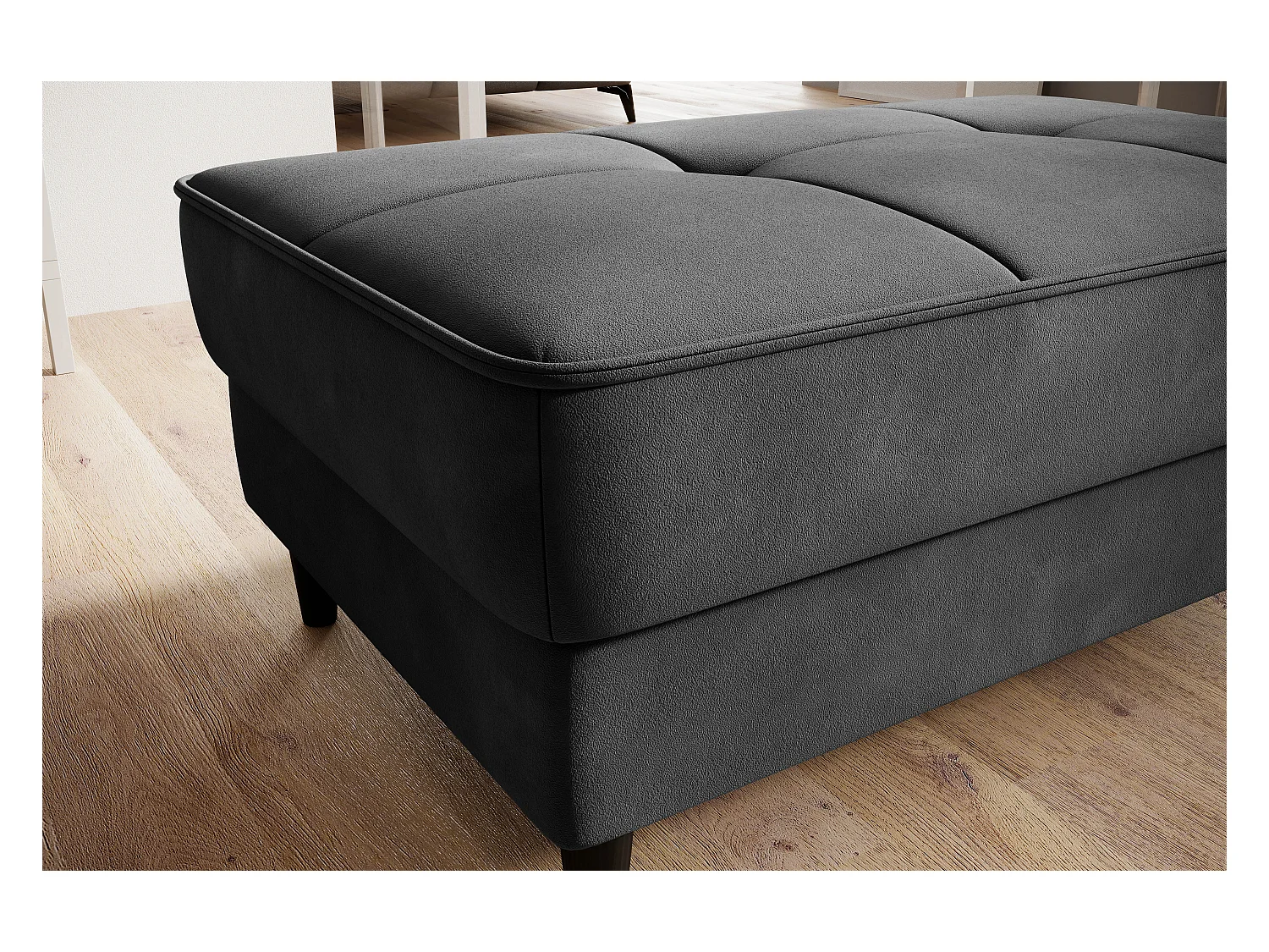 Pouf avec rangement en velours BOZA-Gris foncé