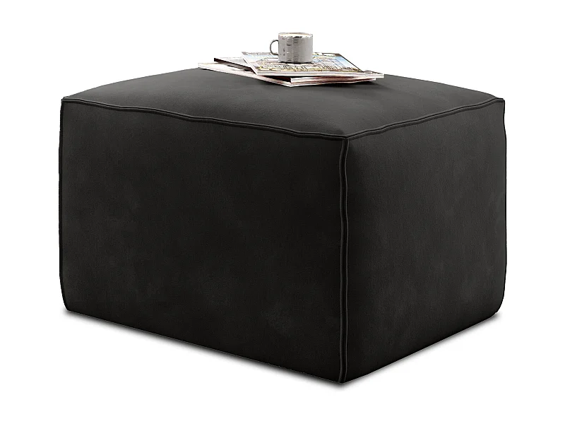 Pouf de salon en tissu WILACE – Élégant et confortable-Noir