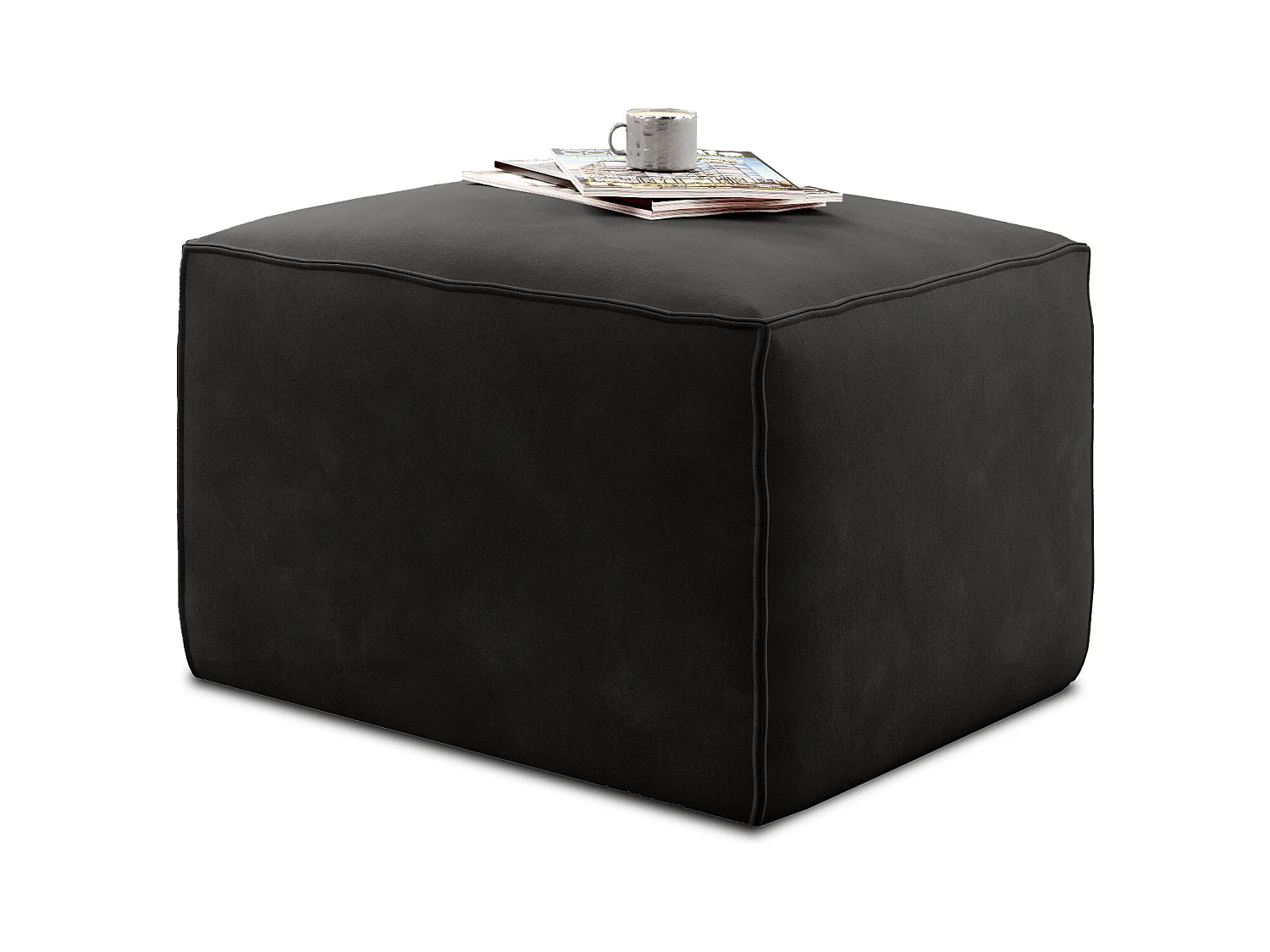 Pouf de salon en tissu WILACE – Élégant et confortable-Noir