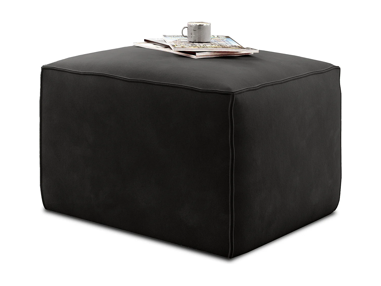 Pouf de salon en tissu WILACE – Élégant et confortable-Noir